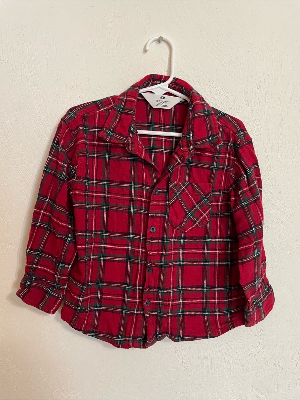 H&M holiday plaid button down shirt 3T